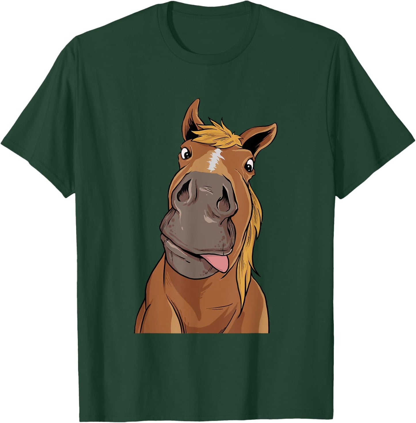 Hilarious Horse Face - Horses Horseman Equestrian Riding T-Shirt - T-Shirt | Forest