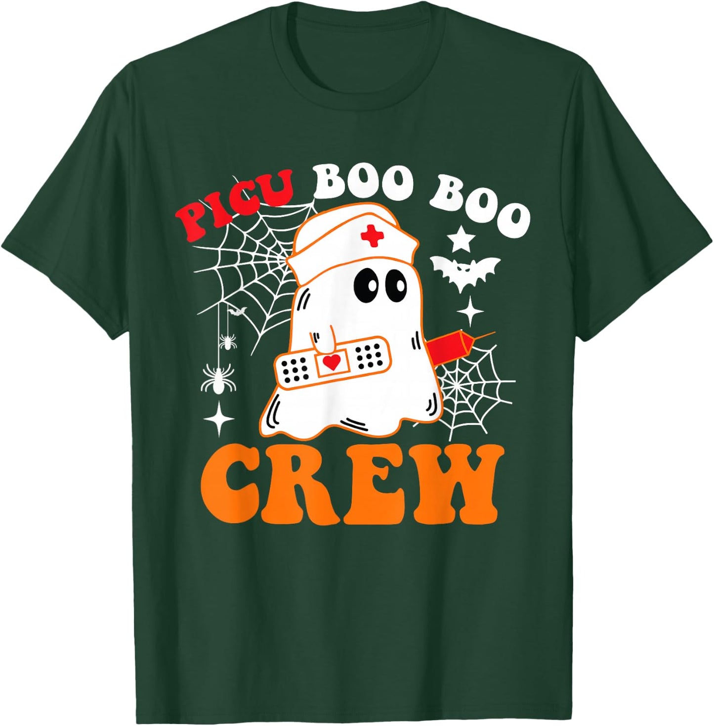 PICU Boo Boo Crew Funny Nurse Ghost Halloween T-Shirt - T-Shirt | Forest