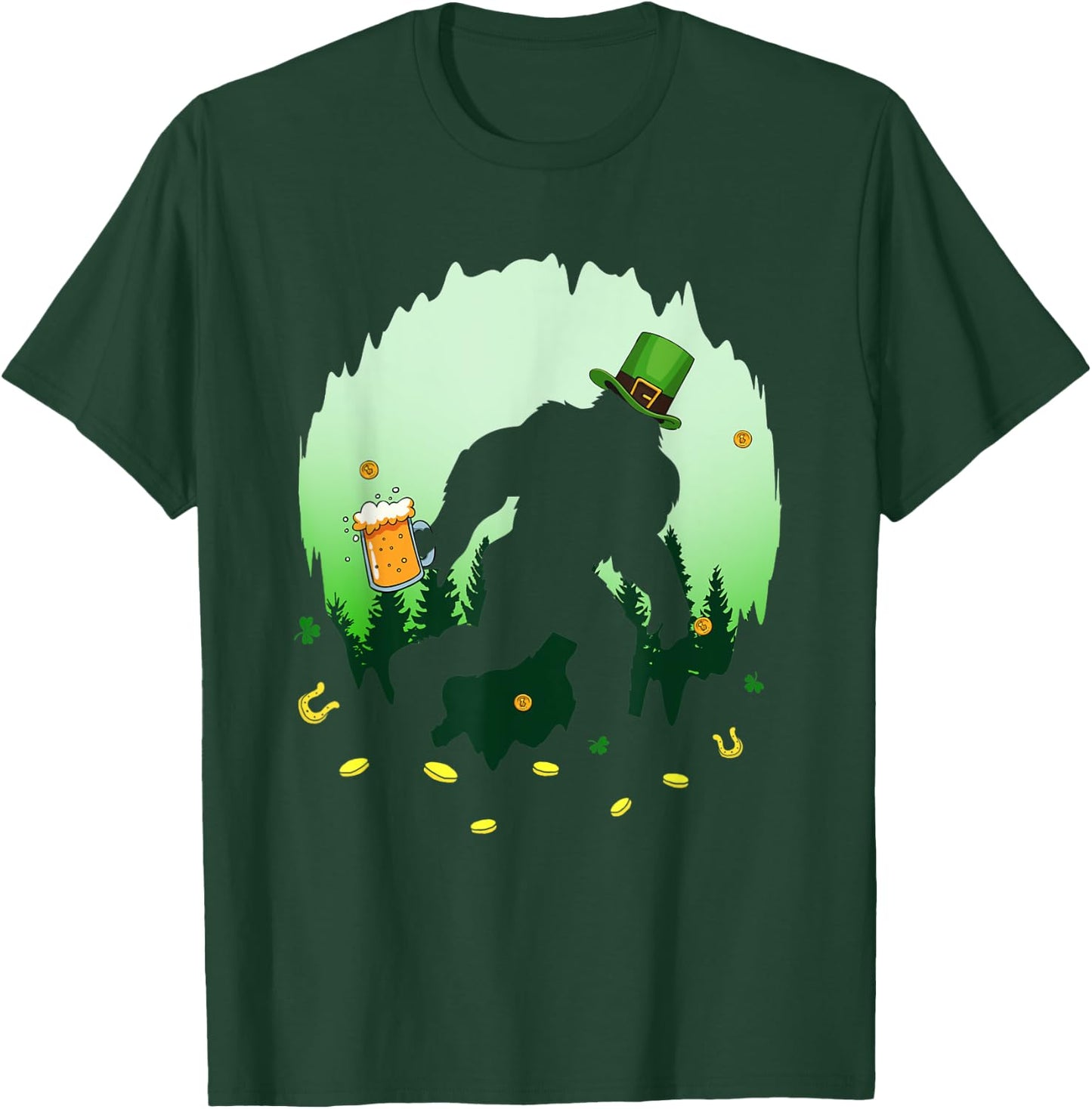 Bigfoot Irish Drinking Beer St Patrick's Day Sasquatch T-Shirt - T-Shirt | Forest