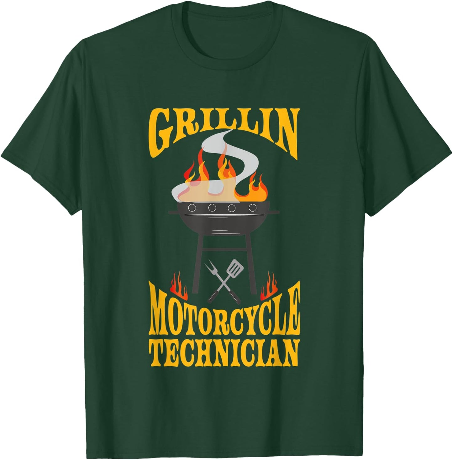 Motorcycle Technician BBQ Grill Smoker & Barbecue Chef T-Shirt - T-Shirt | Forest