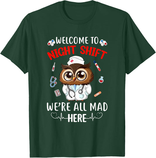 Funny Owl Night Shift Nurse Doctor Rn Er Women T-Shirt - T-Shirt | Forest