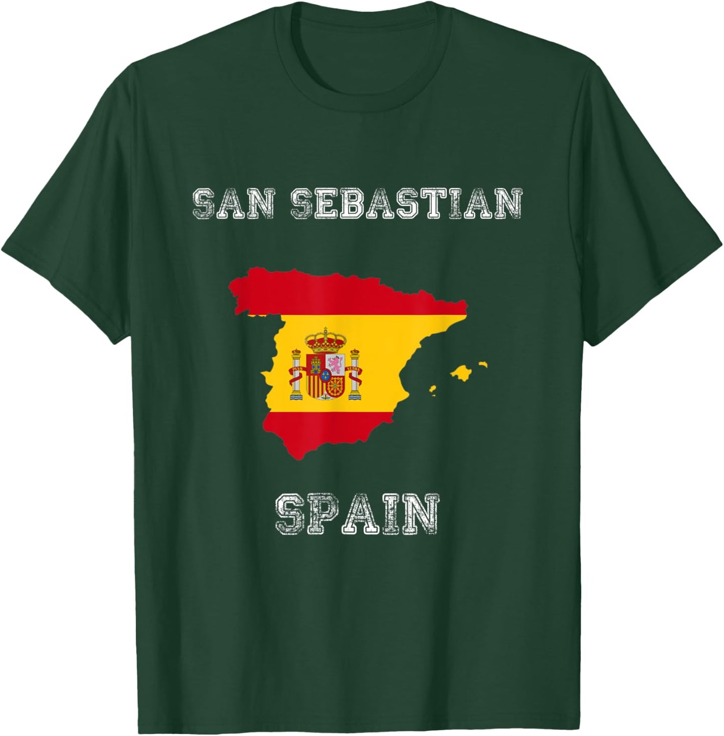 Retro San Sebastian Spain Distressed Spain Flag T-Shirt - T-Shirt | Forest