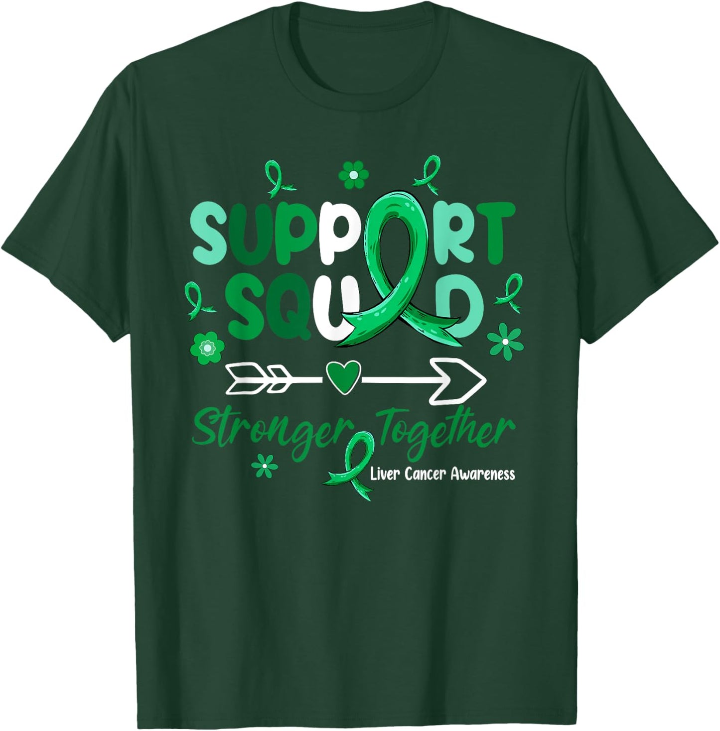 Groovy Support Squad Green Ribbon Liver Cancer Awareness T-Shirt - T-Shirt | Forest