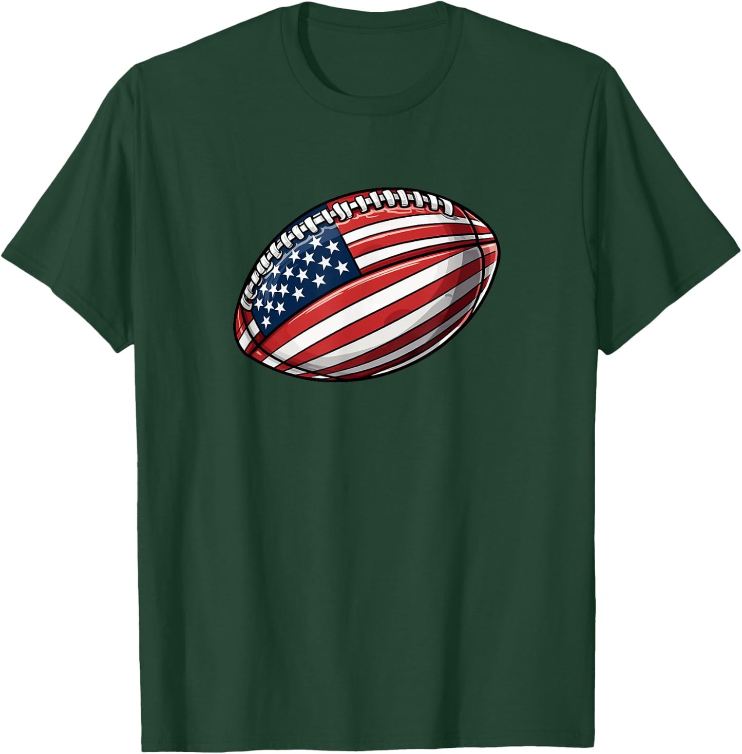 American Football 4th July American Flag Patriotic Football T-Shirt - T-Shirt | Forest