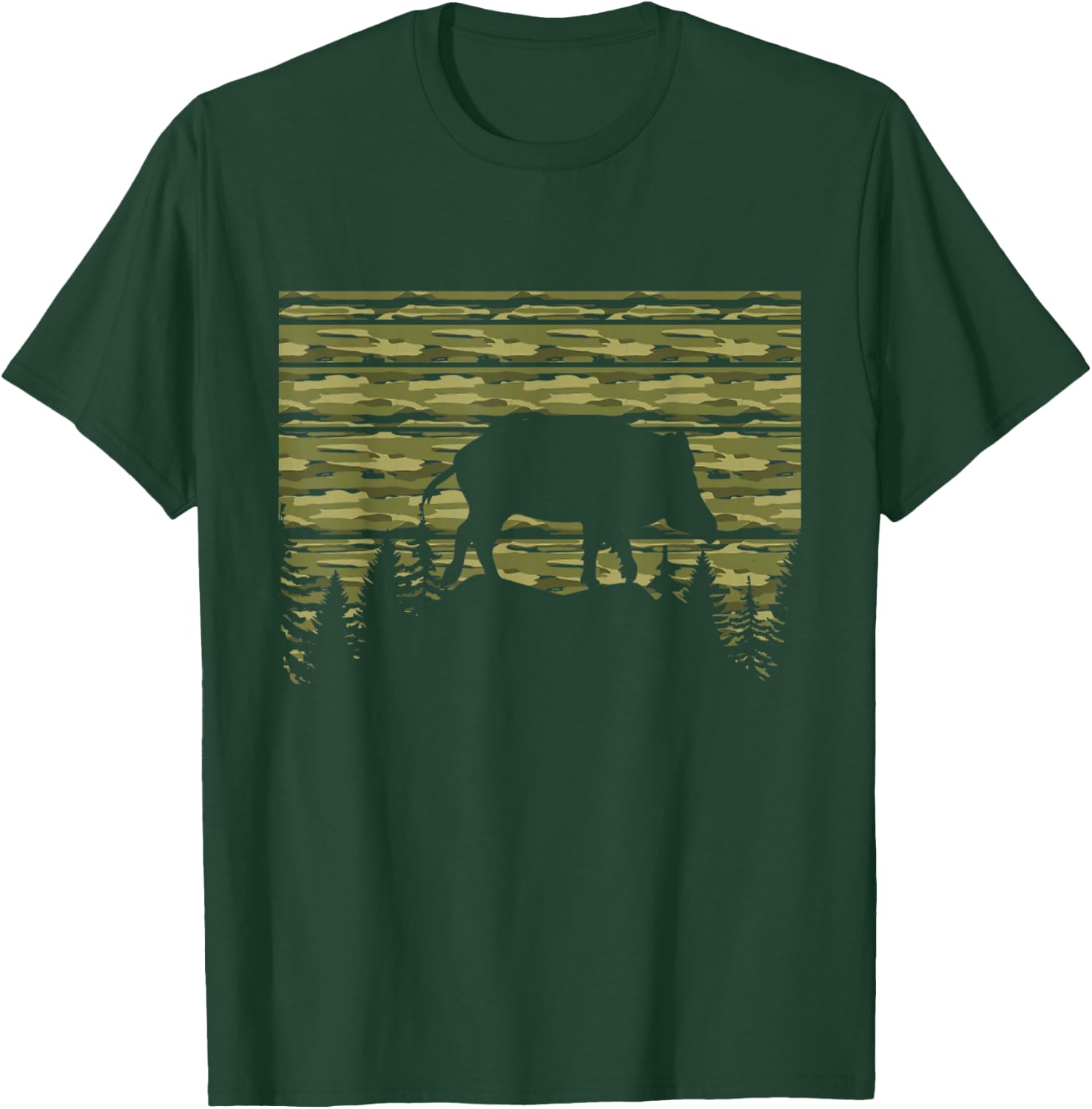 American Hog Hunter for Hog with Camouflage pattern T-Shirt - T-Shirt | Forest