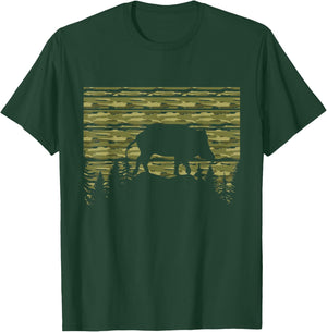 American Hog Hunter for Hog with Camouflage pattern T-Shirt - T-Shirt | Forest