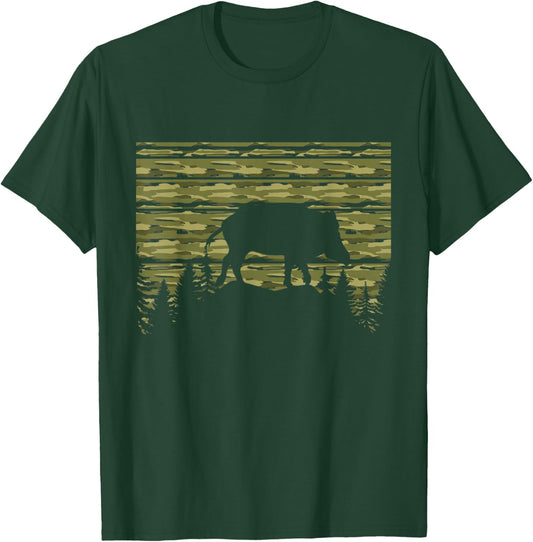 American Hog Hunter for Hog with Camouflage pattern T-Shirt - T-Shirt | Forest