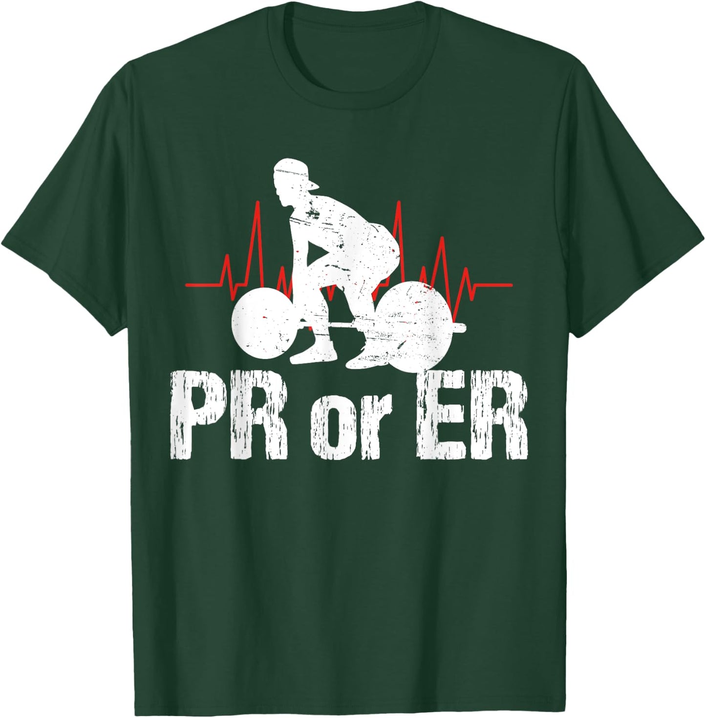PR Or ER Funny Weightlifting Bodybuilding Apparel Vintage T-Shirt - T-Shirt | Forest