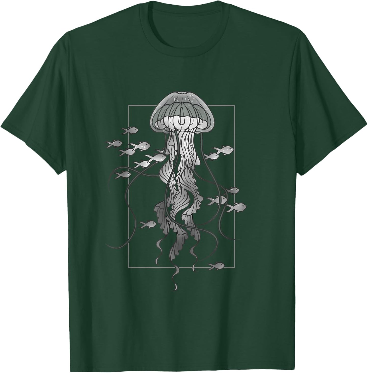 Jellyfish with Fishes Graphic in Sea T-Shirt - T-Shirt | Forest