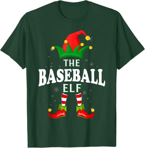Xmas Baseball Elf Family Matching Christmas Pajama T-Shirt - T-Shirt | Forest