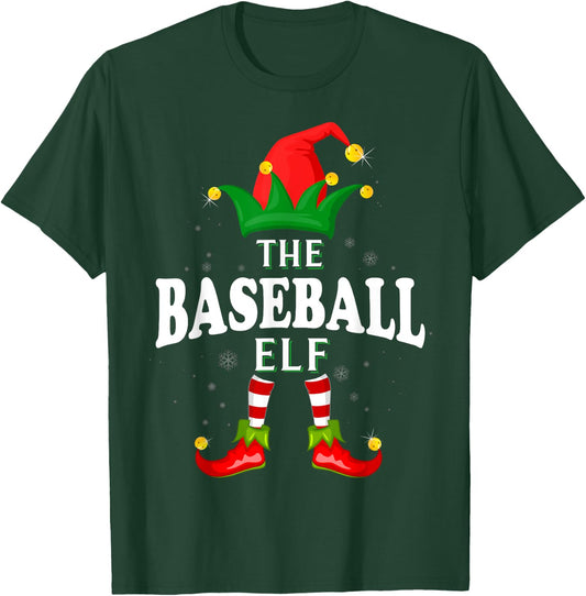 Xmas Baseball Elf Family Matching Christmas Pajama T-Shirt - T-Shirt | Forest