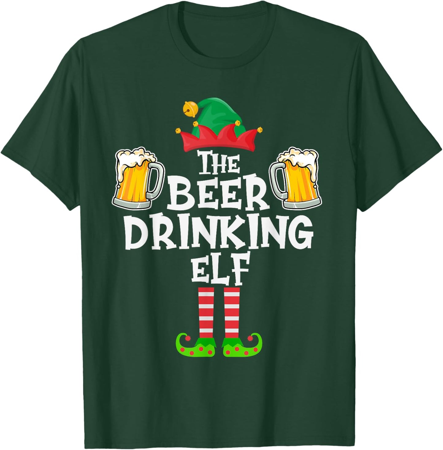 The Beer Drinking Elf, Funny Matching Family Group Christmas T-Shirt - T-Shirt | Forest
