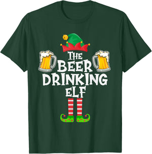 The Beer Drinking Elf, Funny Matching Family Group Christmas T-Shirt - T-Shirt | Forest