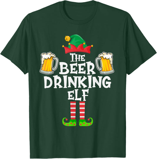 The Beer Drinking Elf, Funny Matching Family Group Christmas T-Shirt - T-Shirt | Forest