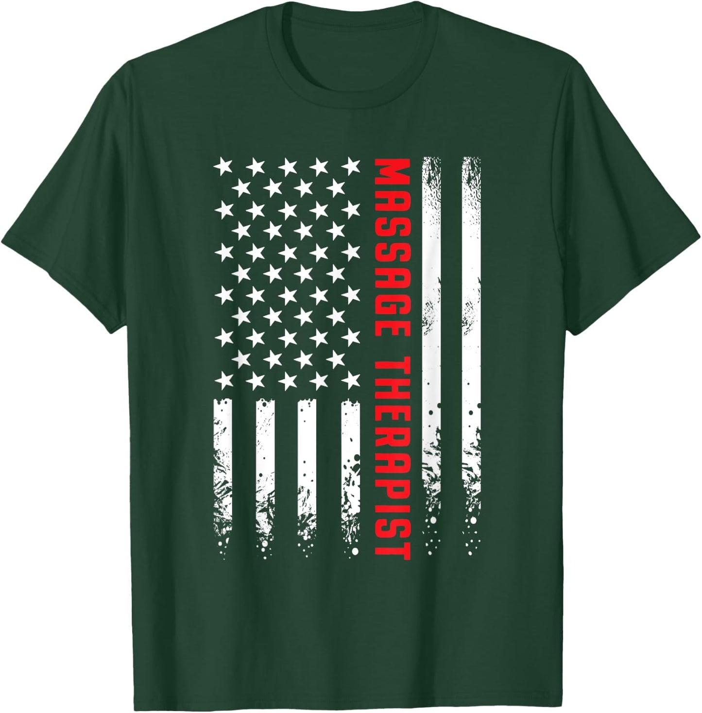 USA American Flag Licensed Massage Therapist 4th of July Women Men T-Shirt - T-Shirt | Forest