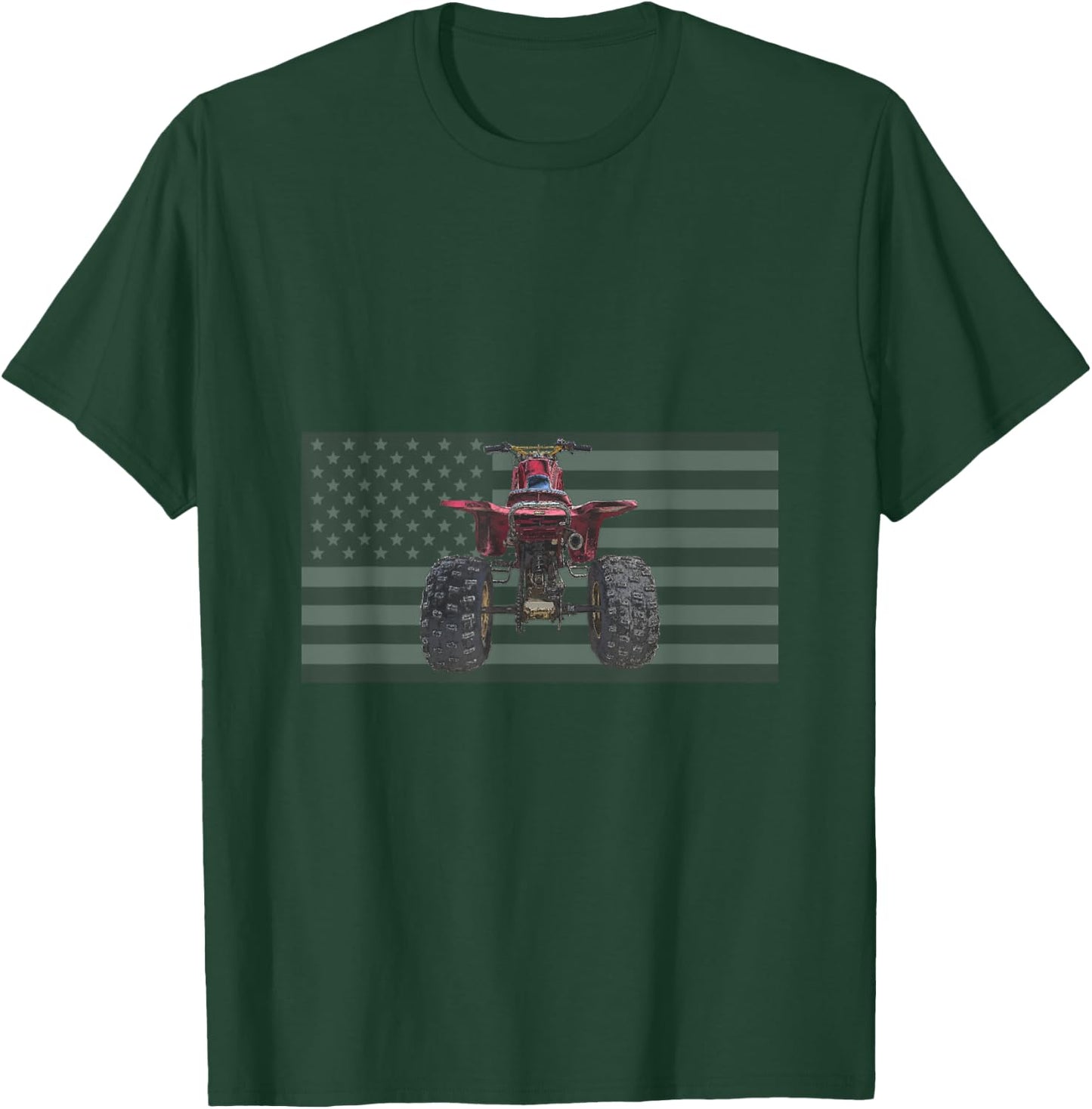Vintage Three Wheeler American Flag ATC ATV Retro 3 Wheeler T-Shirt - T-Shirt | Forest