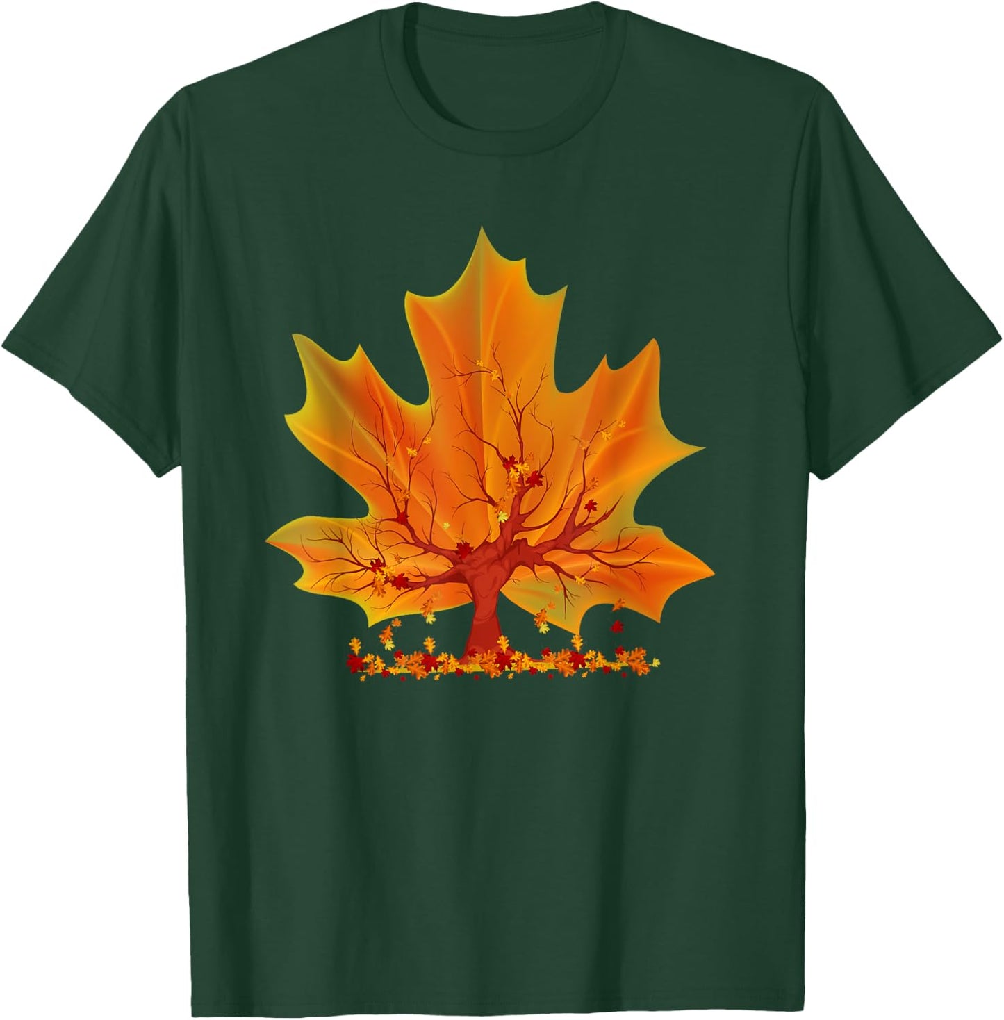Maple Leaf Autumn Tree Orange Fall Leaves Season Canadian T-Shirt - T-Shirt | Forest