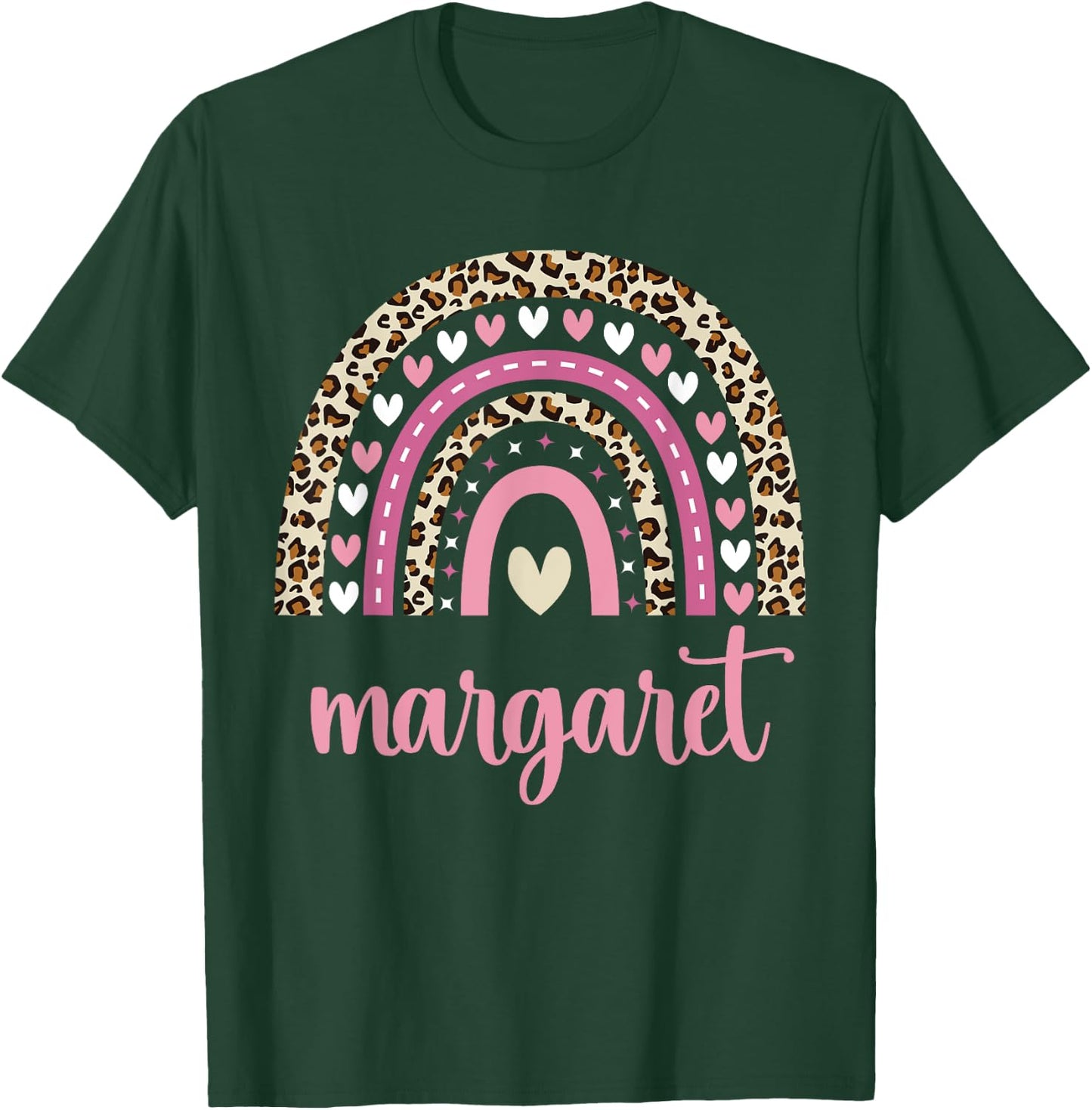 Margaret Rainbow Leopard Personalized Margaret Birthday T-Shirt - T-Shirt | Forest