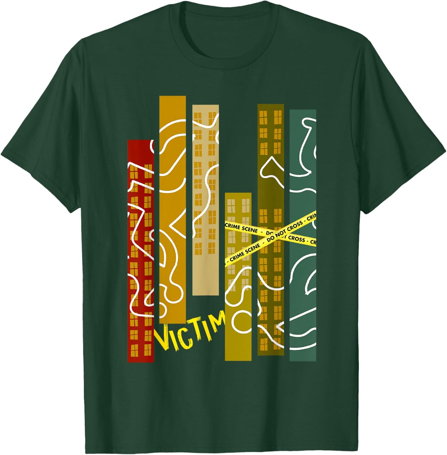Crime Scene Victim Murder Mystery Dinner Chalk Outline T-Shirt - T-Shirt | Forest