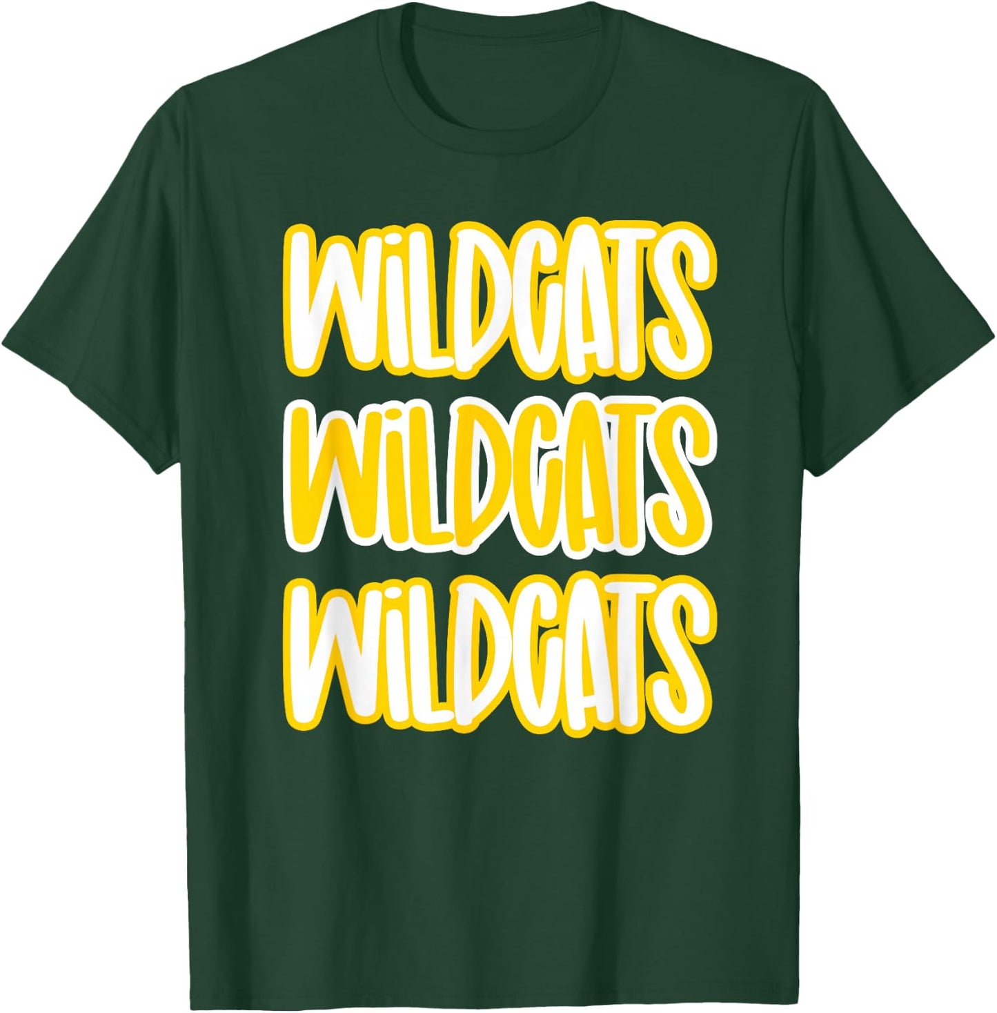 Wildcats Repeating School Spirit Yellow Gold T-Shirt - T-Shirt | Forest