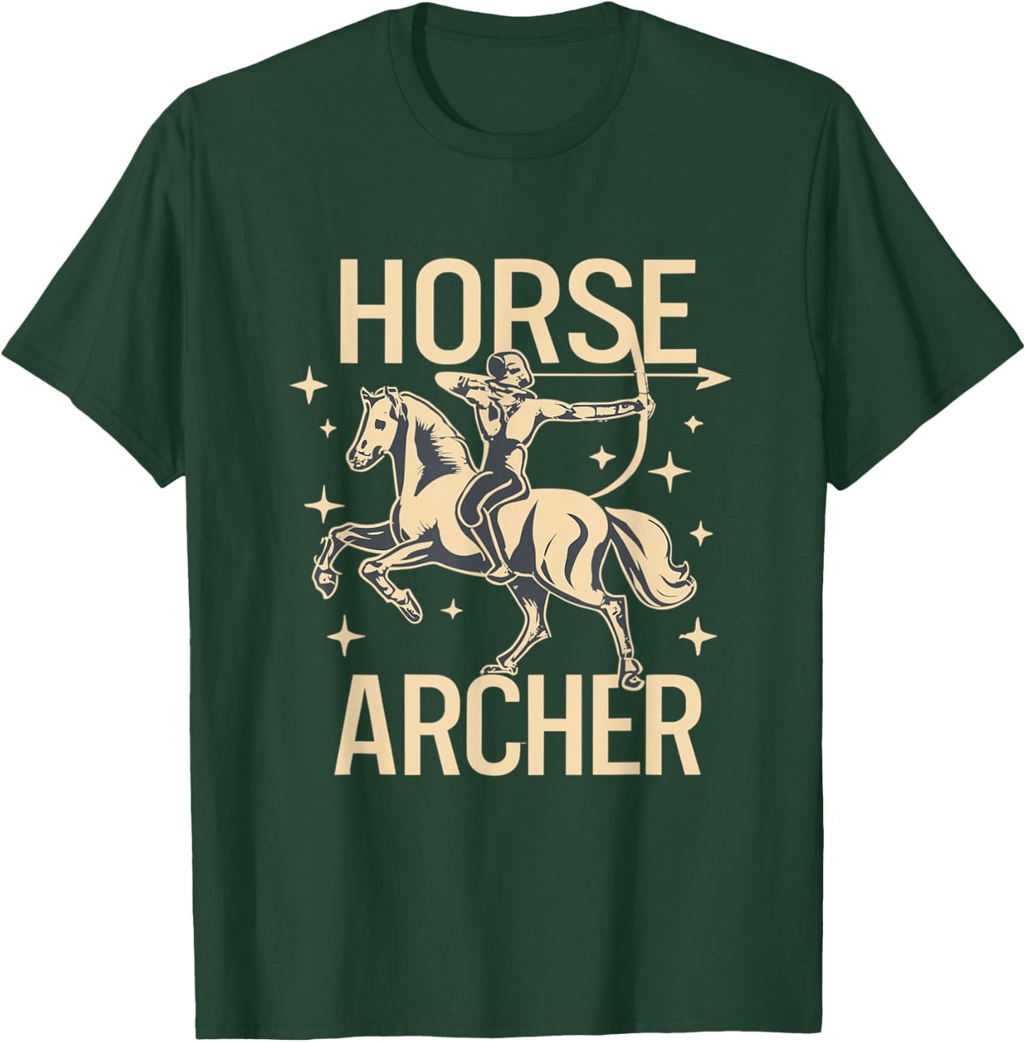 Horse Lover Retro Bow Mounted Archery Horse Archer T-Shirt - T-Shirt | Forest