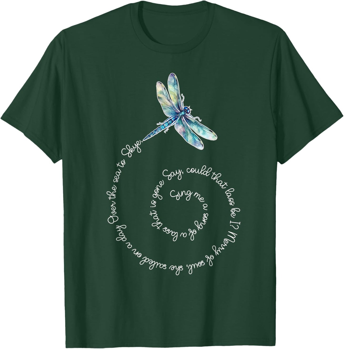 Savvy Designs Stl Skye Boat Song Watercolor Dragonfly T-Shirt - T-Shirt | Forest