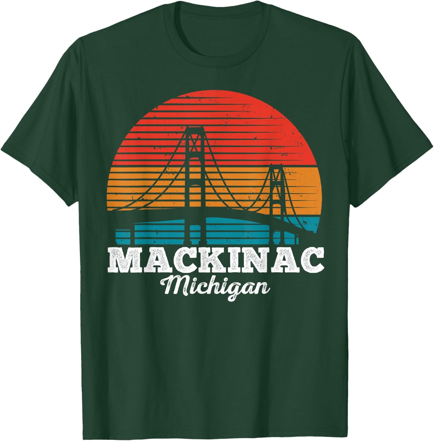 Mackinac Bridge Souvenir Mackinaw Island Retro Michigan T-Shirt - T-Shirt | Forest