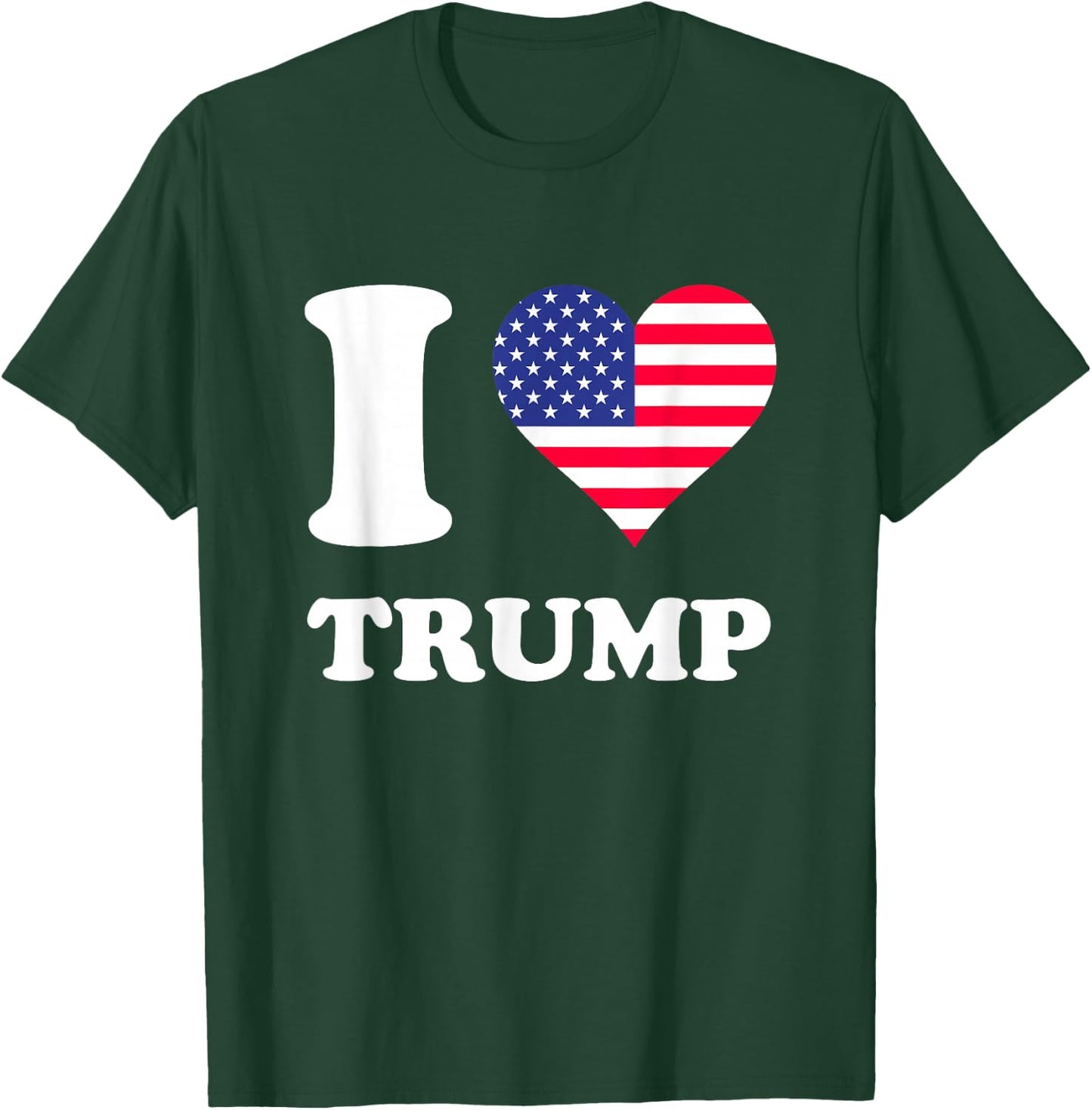 USA Flags Heart I Love Trump T-Shirt - T-Shirt | Forest