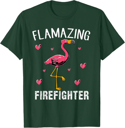 Flamingo bird Funny Flamazing FIREFIGHTER T-Shirt - T-Shirt | Forest