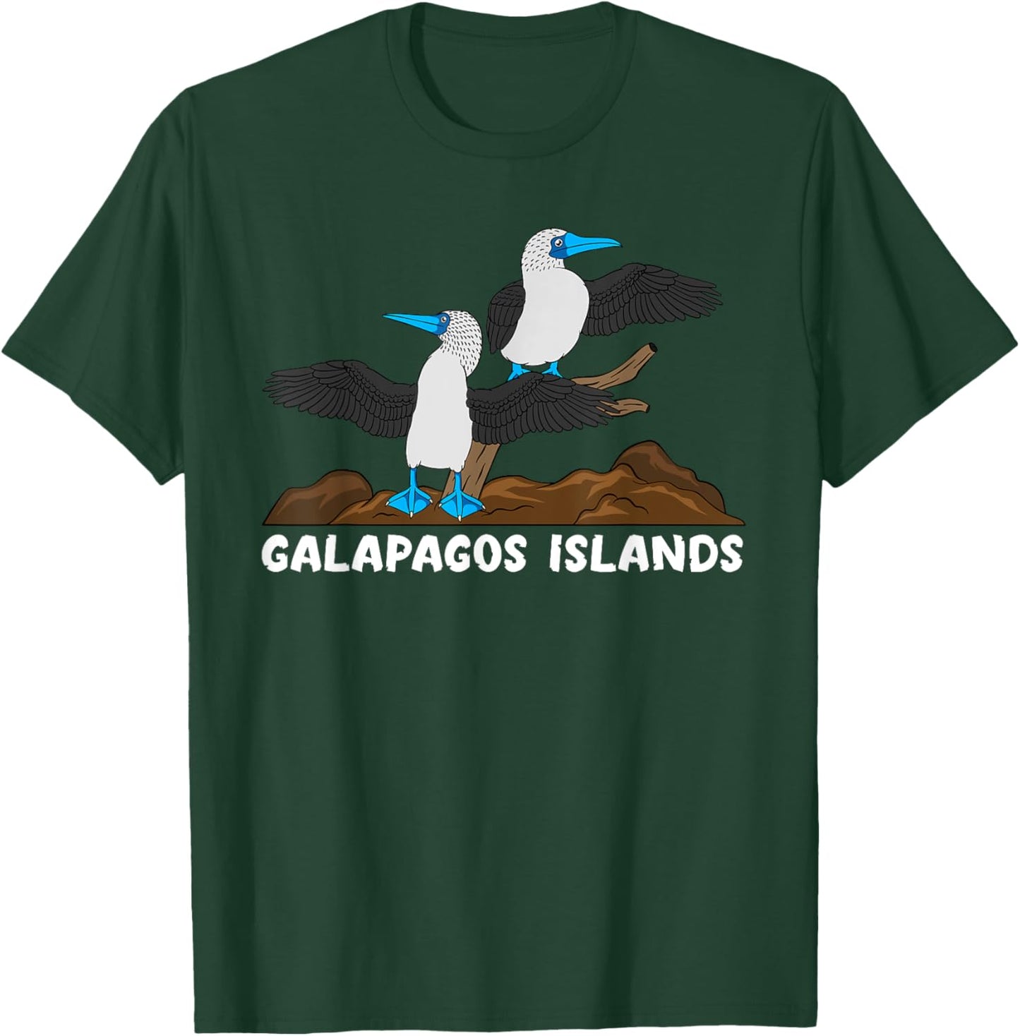 Galapagos Islands Seabirds Blue-footed Booby Blue Feet Bird T-Shirt - T-Shirt | Forest