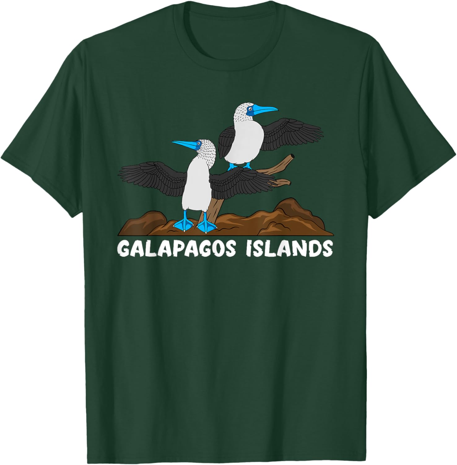 Galapagos Islands Seabirds Blue-footed Booby Blue Feet Bird T-Shirt - T-Shirt | Forest