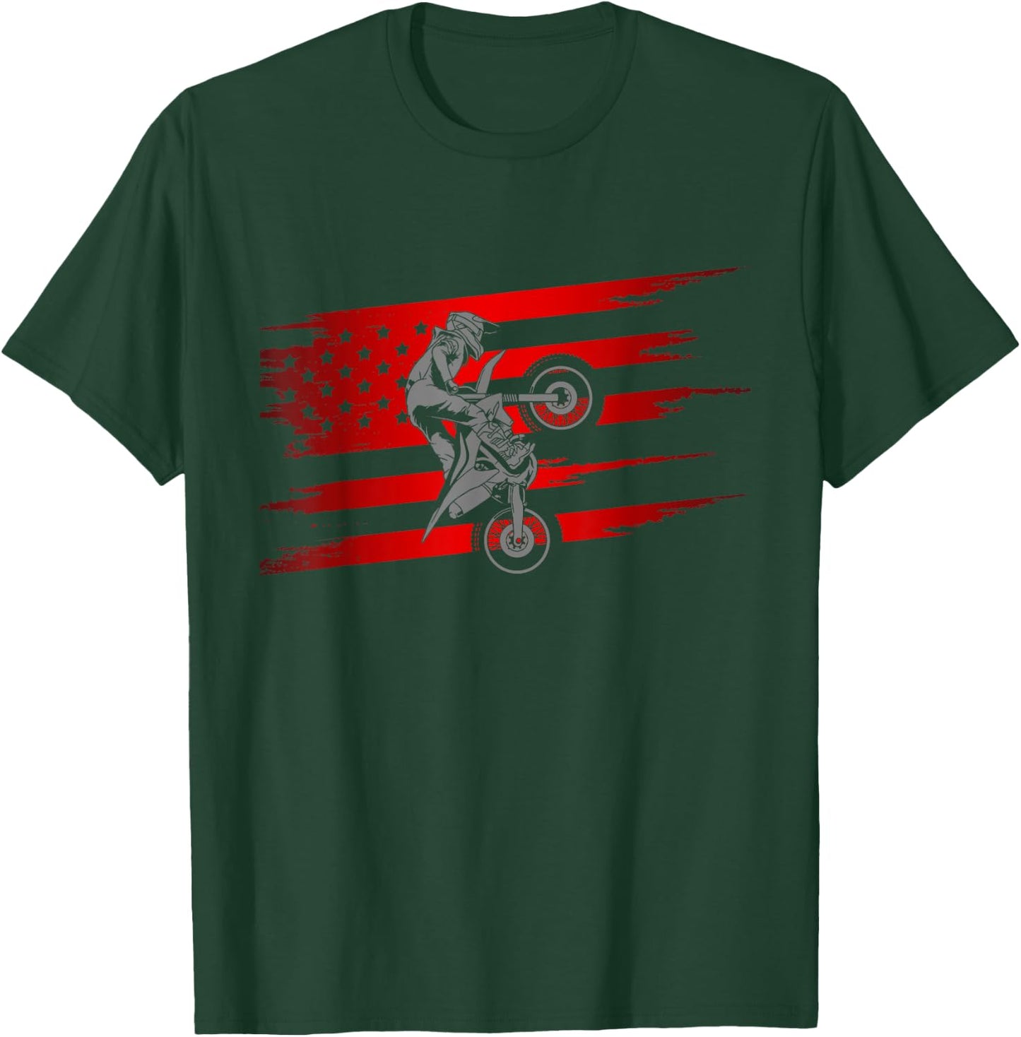 American Flag Motocross Apparel - Motocross Dirt Bike Girls Kids Men T-Shirt - T-Shirt | Forest