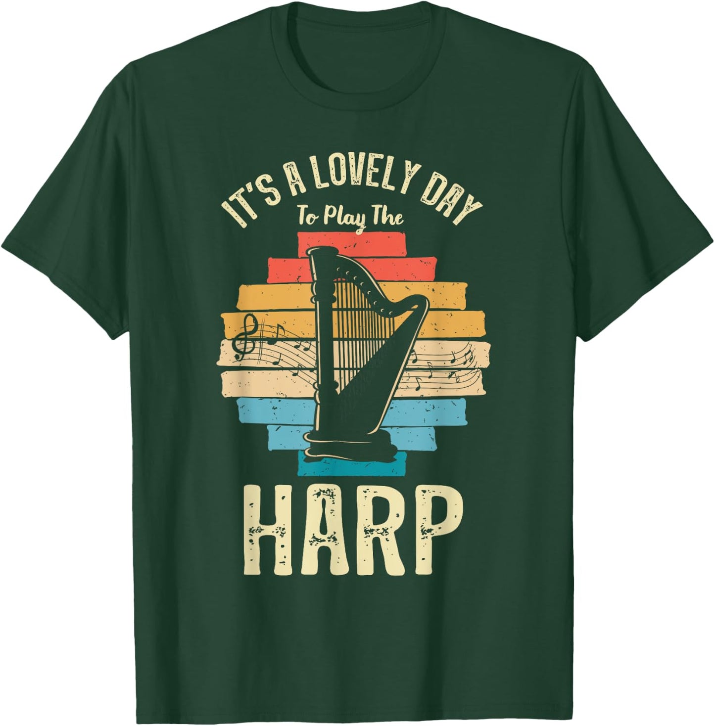 Harp Player Harpist Retro Vintage Musician Music Lover T-Shirt - T-Shirt | Forest