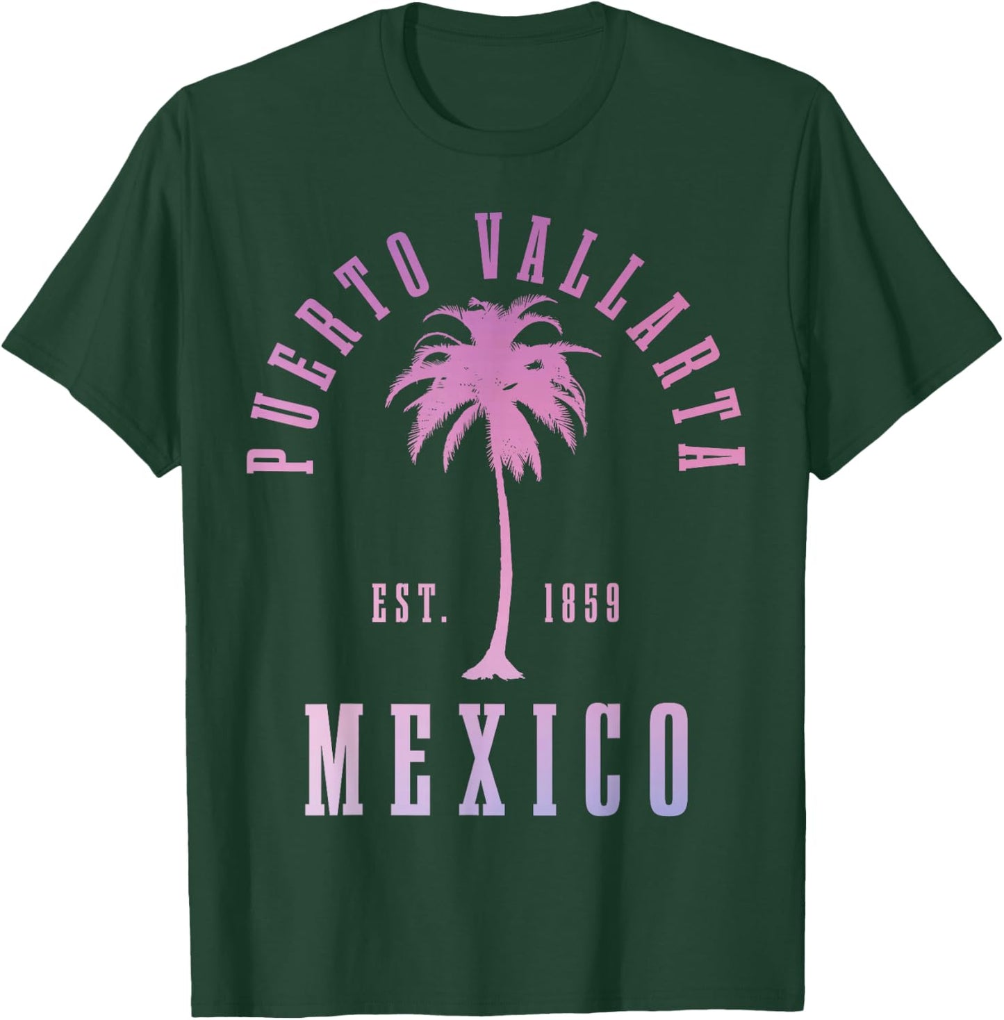 Puerto Vallarta Mexico Palm Tree Vintage Mexican T-Shirt - T-Shirt | Forest