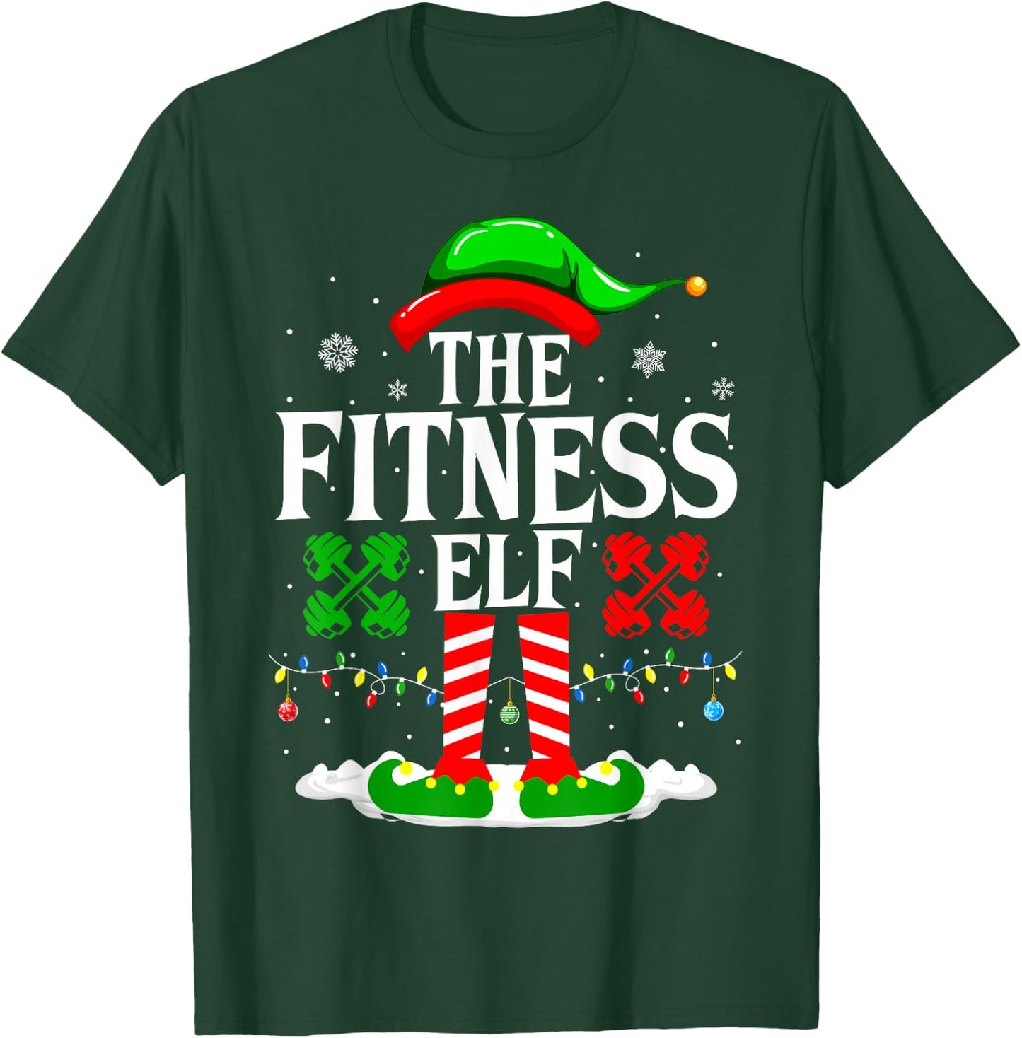 The Fitness Elf Funny Workout Xmas Fitness Christmas Gym T-Shirt - T-Shirt | Forest