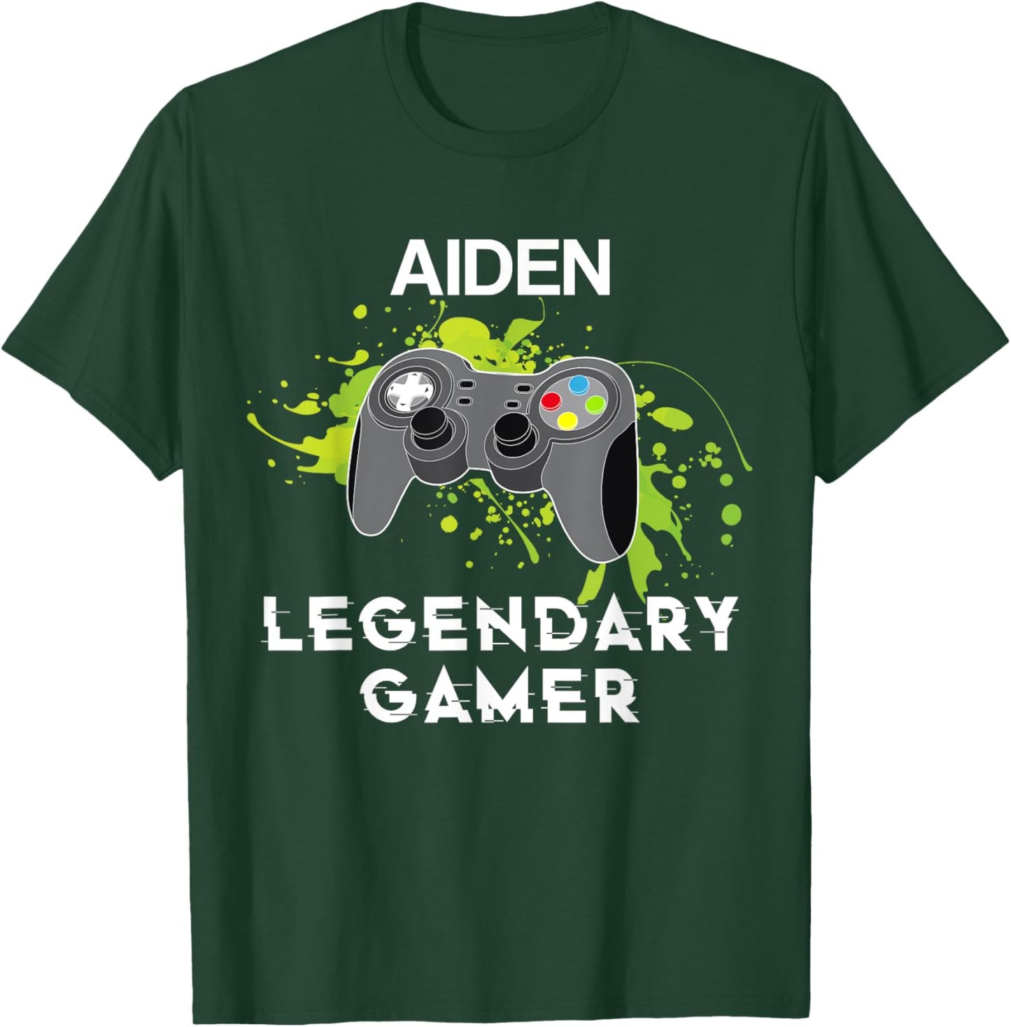 Aiden Name Gift - Personalized Legendary Gamer T-Shirt - T-Shirt | Forest