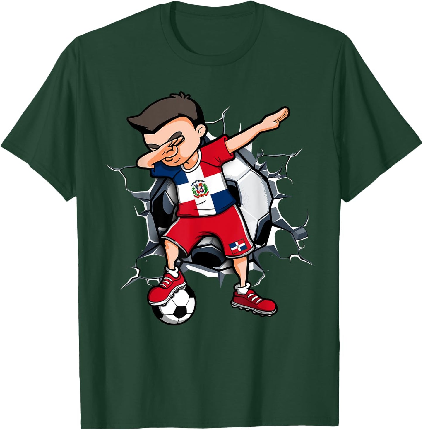 Dabbing Soccer Boy Dominican Republic Football Fans Jersey T-Shirt - T-Shirt | Forest