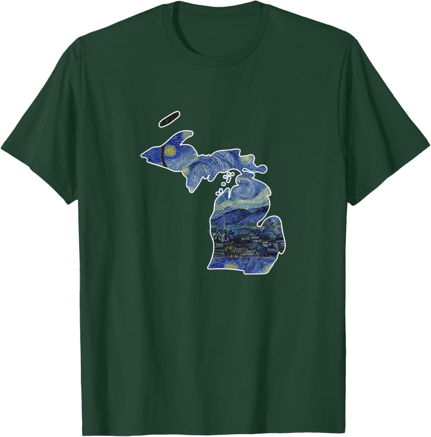 Michigan Starry Night Style State T-Shirt - T-Shirt | Forest