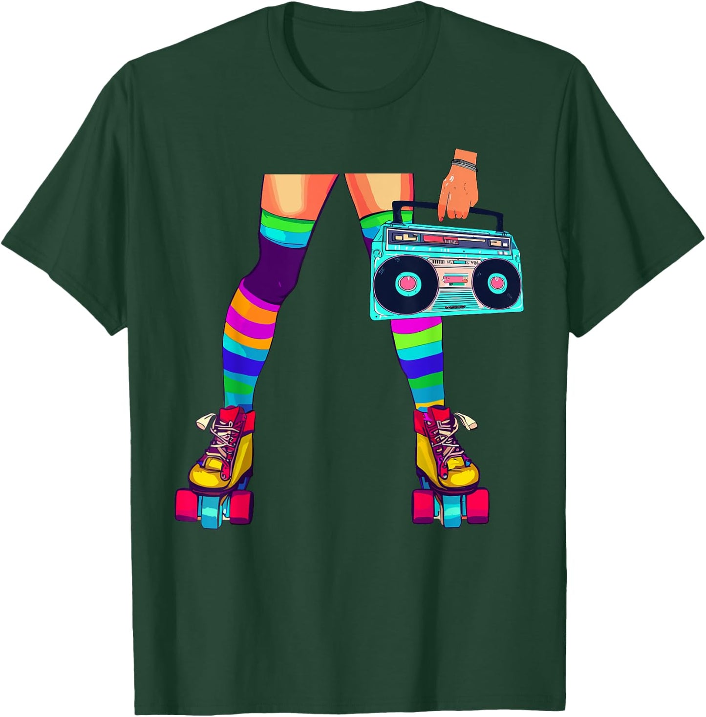 Retro Rollerskates Funny 80's Roller Disco Skating Girl T-Shirt - T-Shirt | Forest