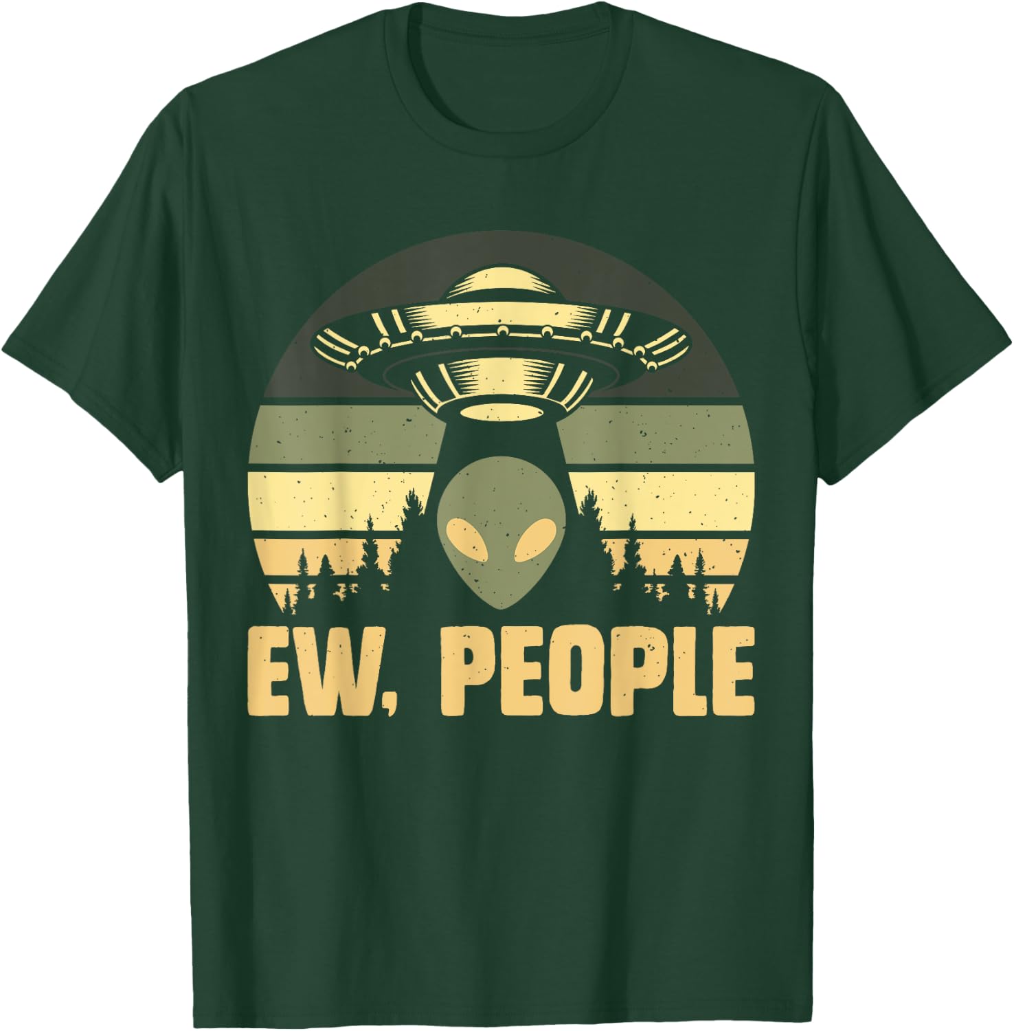 Funny Alien Gifts Extraterrestrial Aliens DAIMMER - Ew People - Ufo Alien , Flying Saucer - Black - Men's -Adults - Short Sleeve - Regular Fit - Small T-Shirt - T-Shirt | Forest