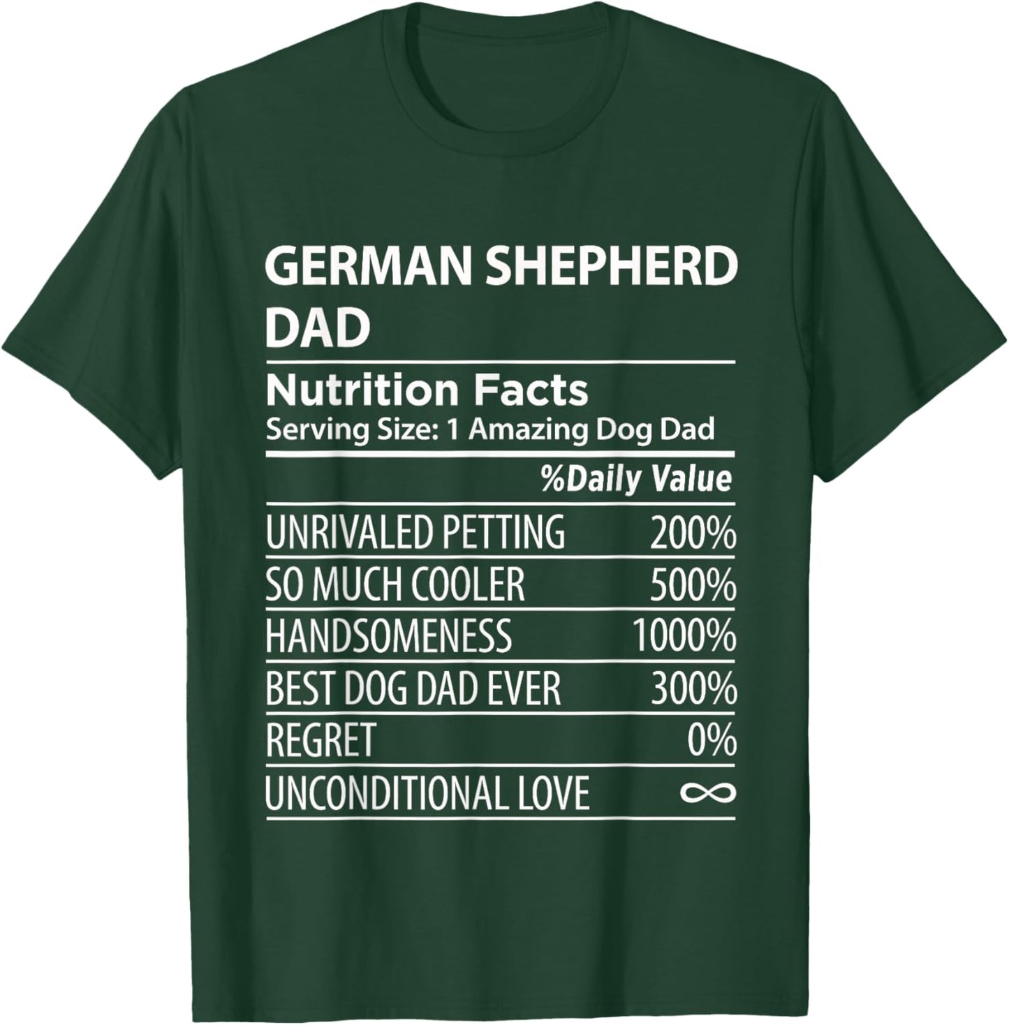 German Shepherd Dad Nutrition Facts Funny German Shepherd T-Shirt - T-Shirt | Forest