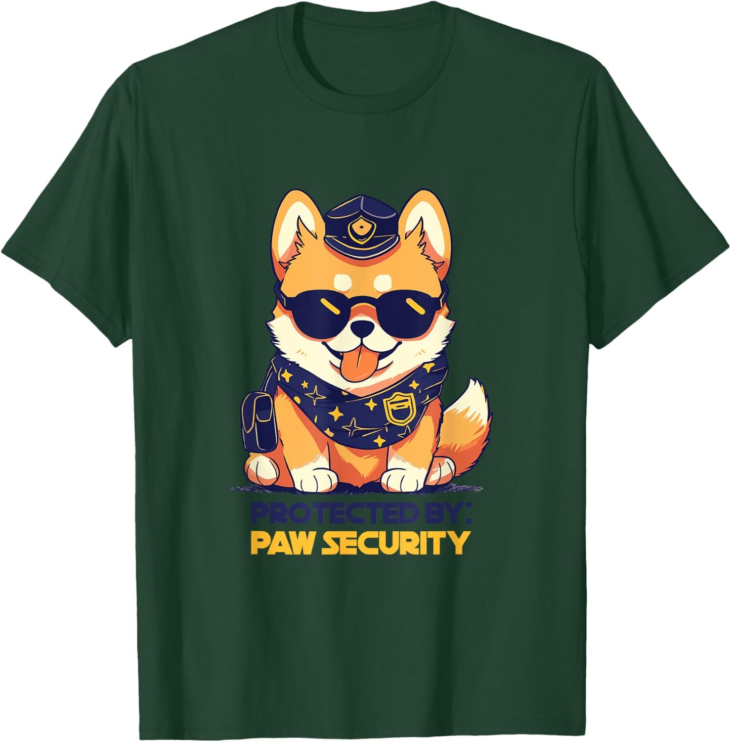 Cute Pomeranian Dog Protected By Paw Security Sunglasses Men Women Kids T-Shirt - T-Shirt | Forest