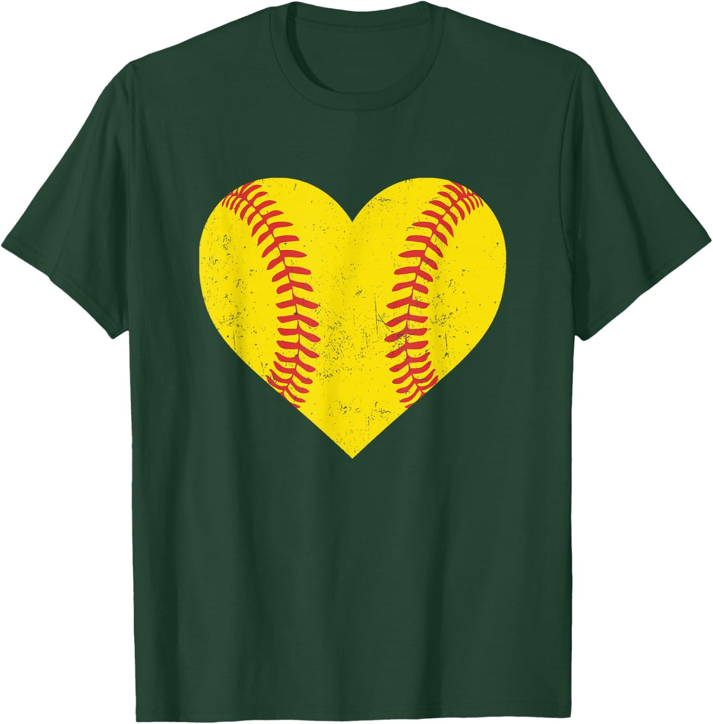 Softball Heart for Girls Women Funny Softball T-Shirt - T-Shirt | Forest