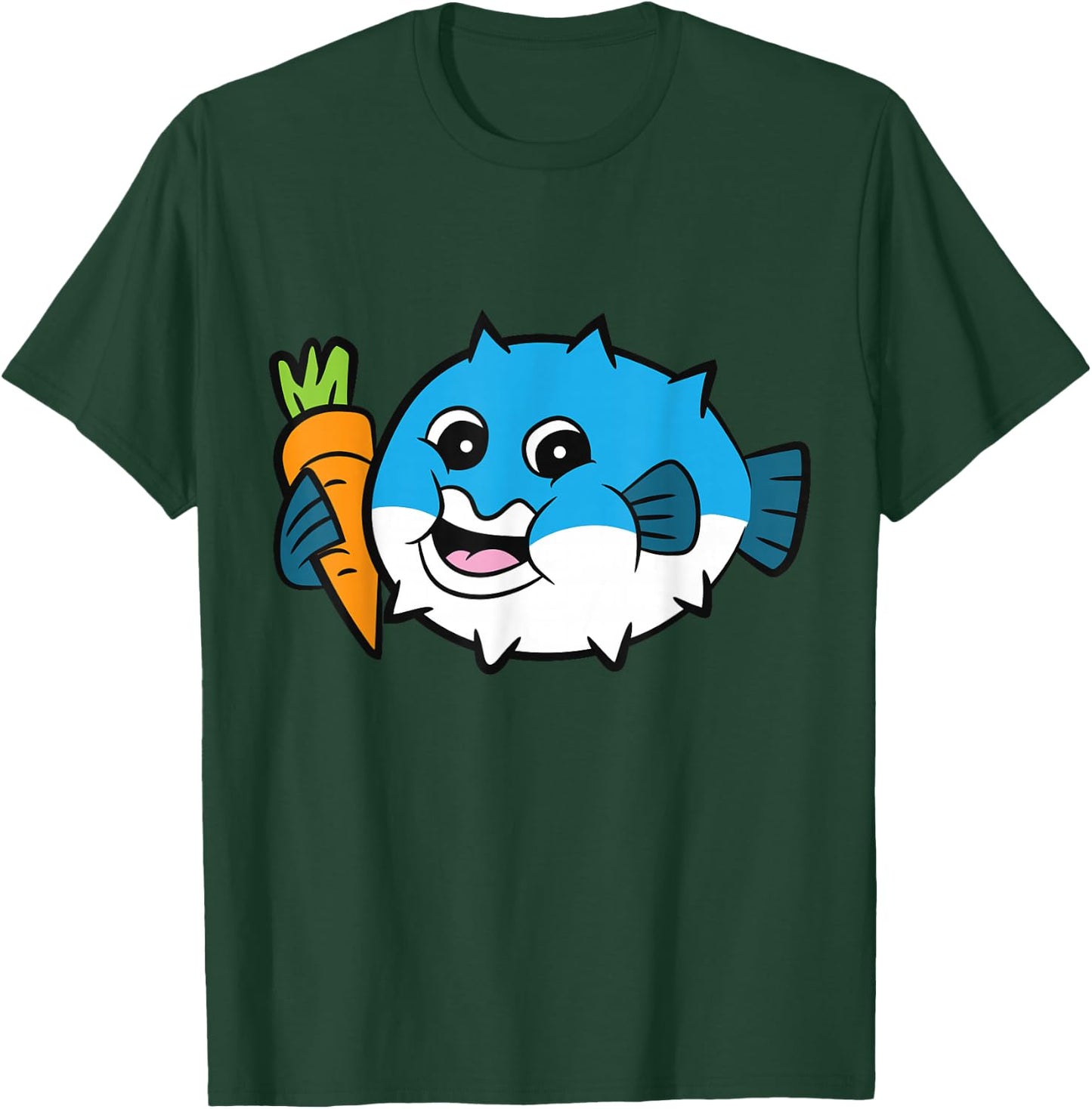 Pufferfish Eating Carrot Meme Funny Pufferfish T-Shirt - T-Shirt | Forest