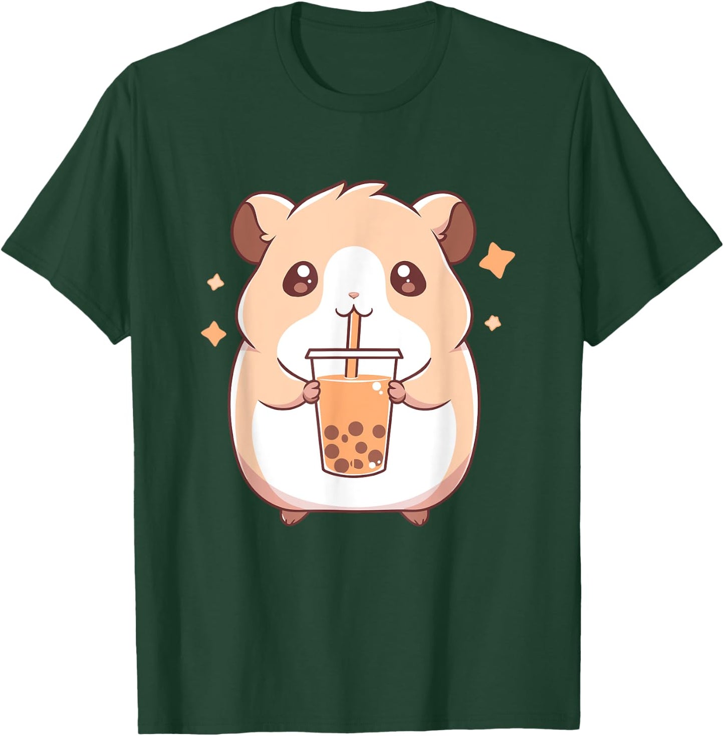 Kawaii Cute Hamster Drinking Boba Bubble Milk Tea T-Shirt - T-Shirt | Forest