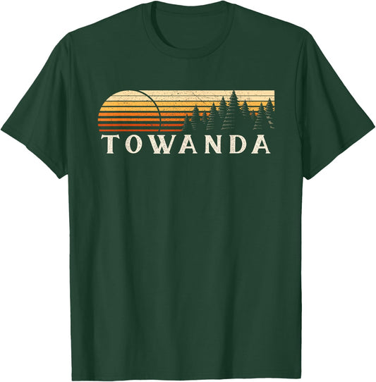 Towanda, PA Vintage Evergreen Sunset Eighties Retro T-Shirt - T-Shirt | Forest