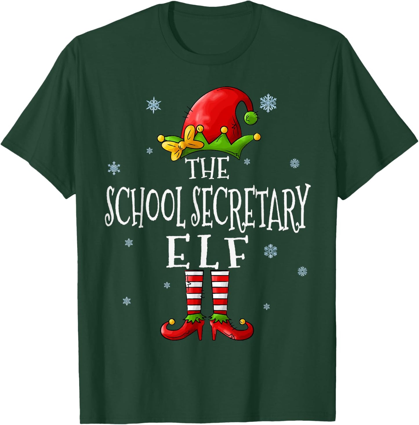 The School Secretary Elf Squad Funny Xmas Matching Christmas T-Shirt - T-Shirt | Forest