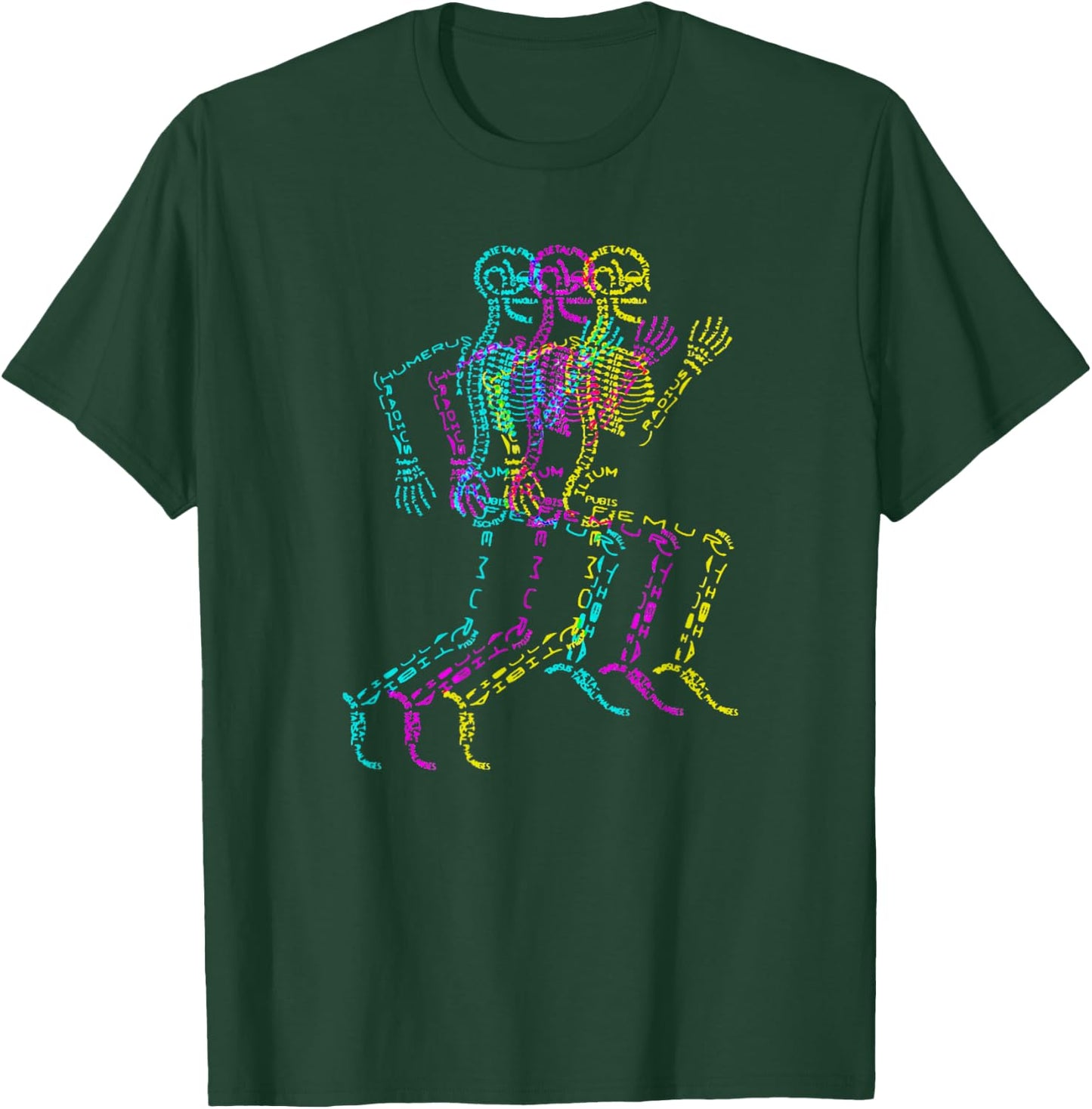 Nerdy Skeleton Bones Labeled Funny Halloween Human Anatomy T-Shirt - T-Shirt | Forest