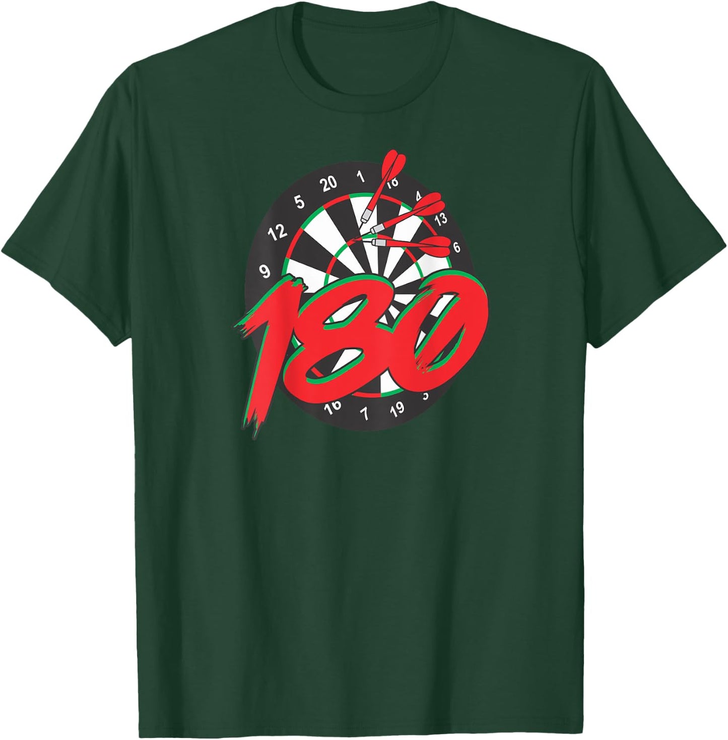 Dart Design on the back - Dartboard - 180 - Triple-20 T-Shirt - T-Shirt | Forest