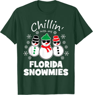 Chillin With My Florida Snowmies Funny Christmas T-Shirt - T-Shirt | Forest